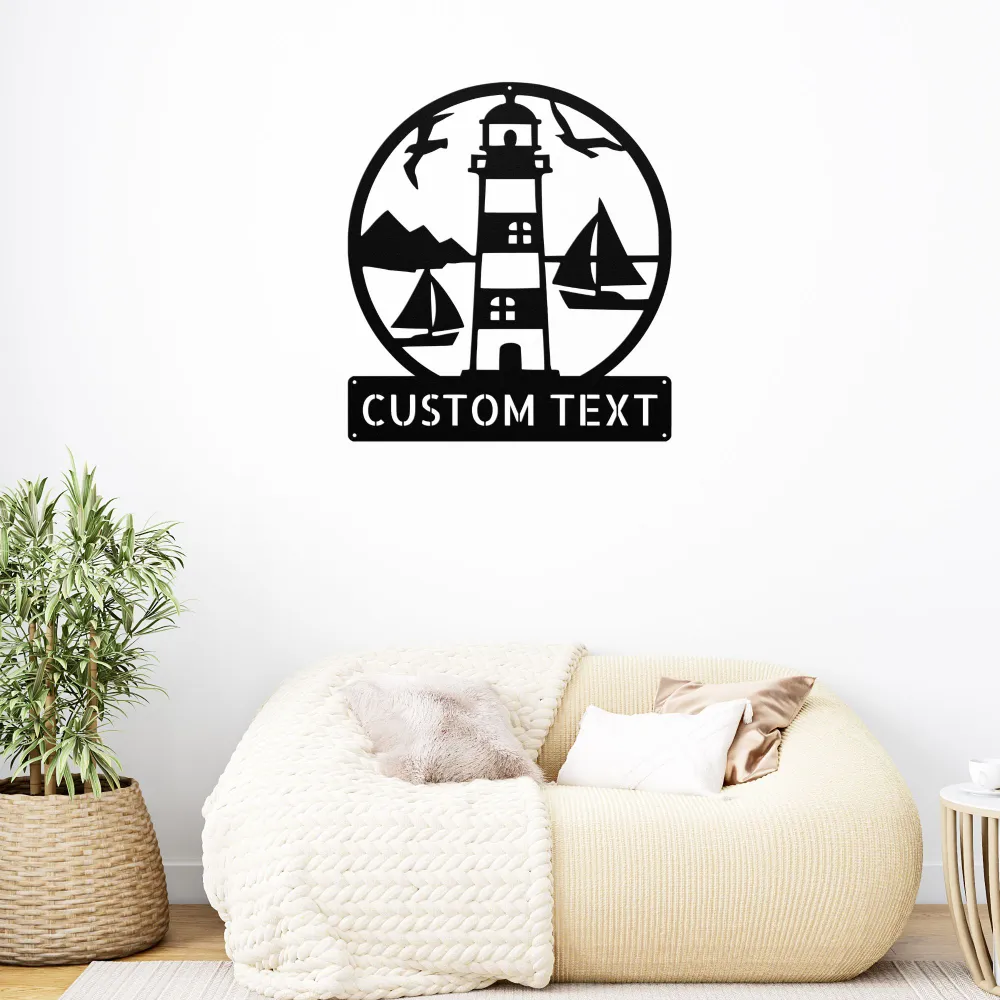 Custom Lighthouse Scene Metal Sign